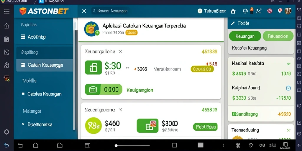 Tampilan antarmuka pengguna aplikasi ASTONBET untuk Catatan Keuangan.