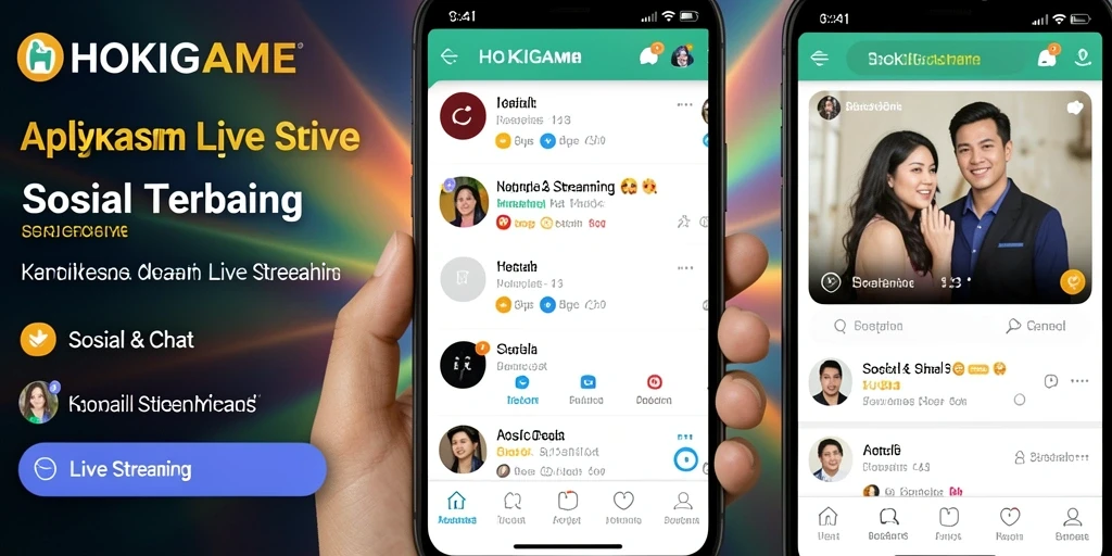 Tampilan intuitif aplikasi HOKIGAME yang mendukung Live Streaming.