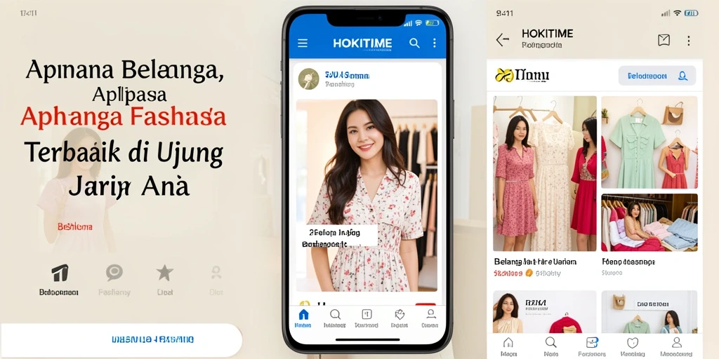 Tampilan antarmuka HOKITIME yang menarik dan fungsional untuk belanja fashion.