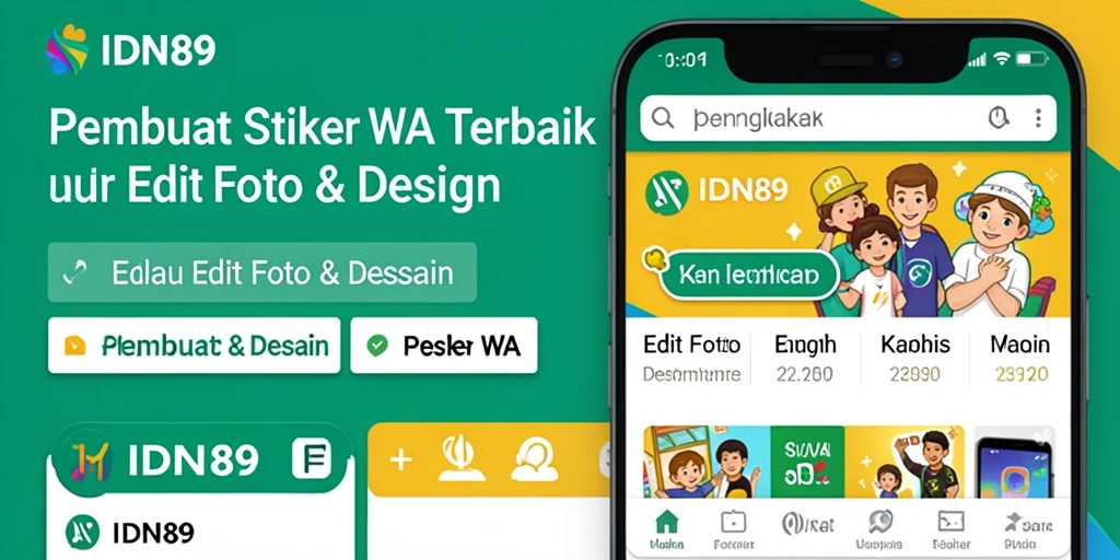 Tampilan antarmuka IDN89 yang sederhana dan mudah digunakan untuk membuat stiker.