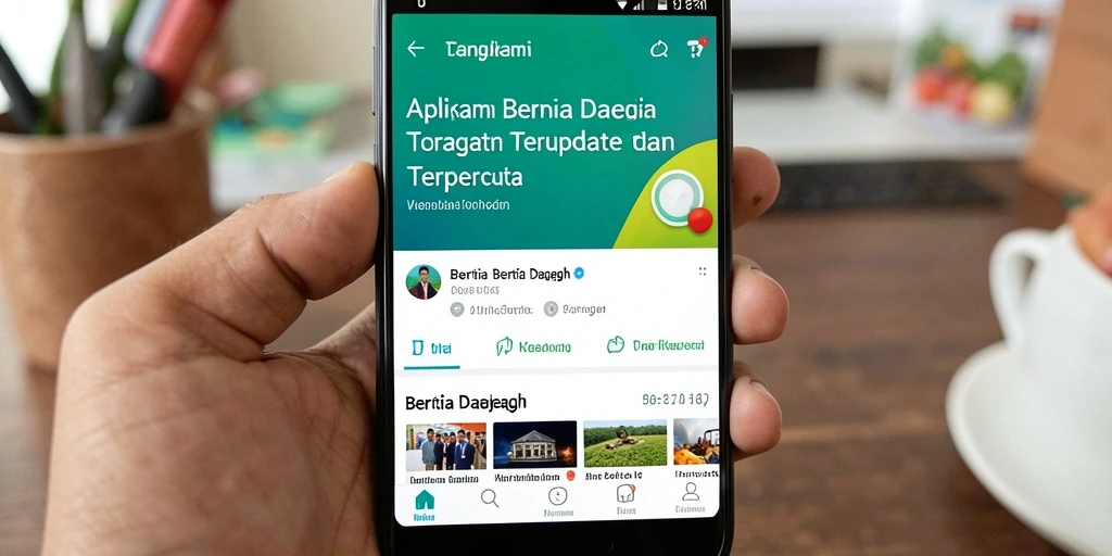 Tampilan antarmuka aplikasi T6 dengan berita daerah terbaru.