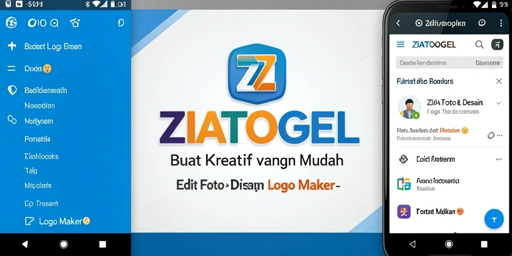 Tampilan antarmuka aplikasi ZIATOGEL untuk pembuatan logo yang mudah dan intuitif.